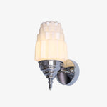 Cargar imagen en el visor de la Galería, Chrome hardwired Art Deco wall sconce with white glass shade