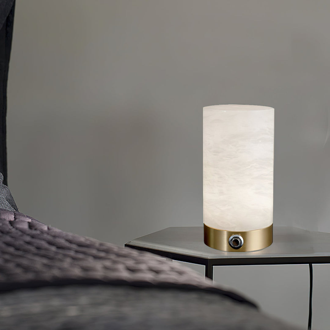 Lampe de table en albâtre Totem (batterie intégrée)