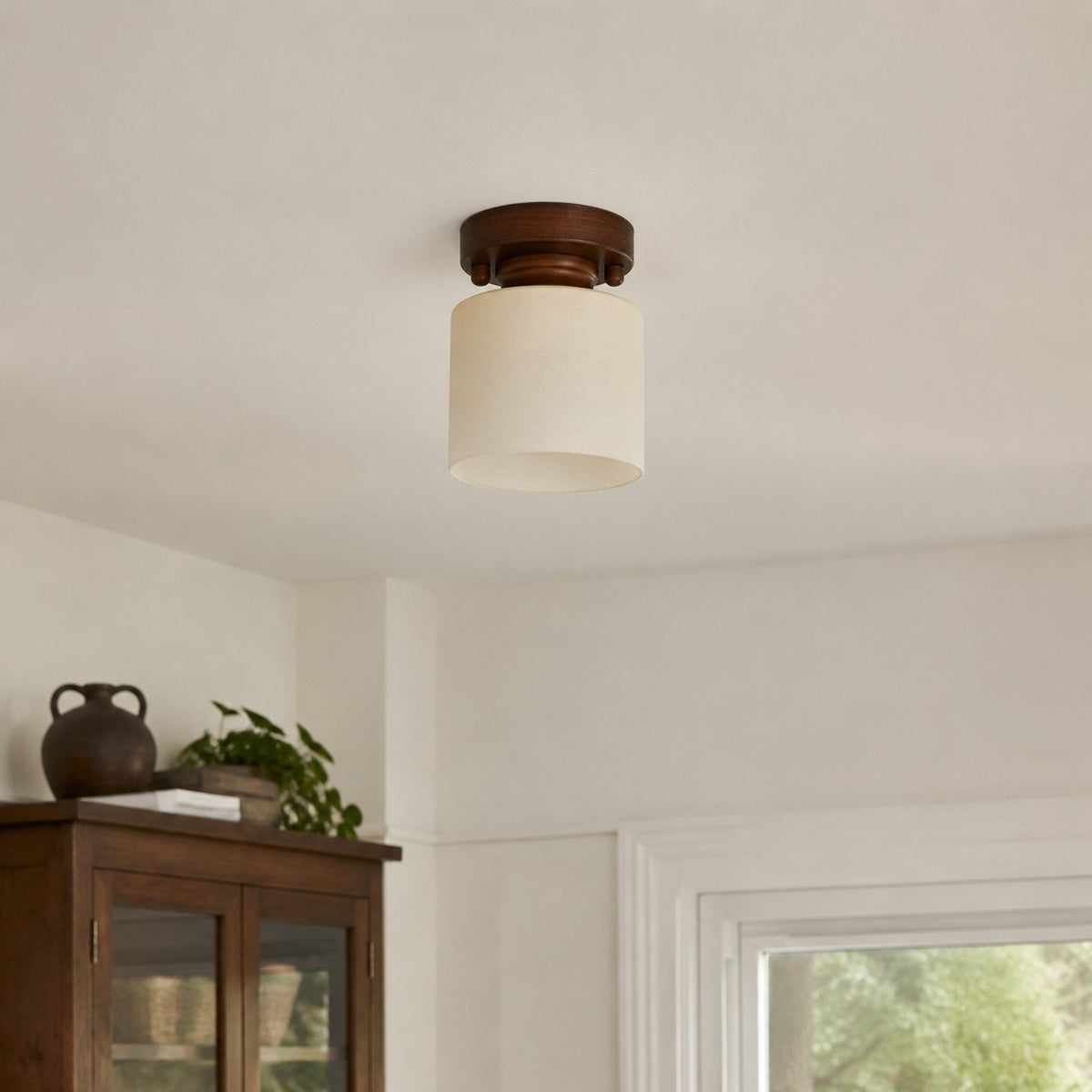 Gradient Yellow Glass Metal Flush Mount Ceiling Light
