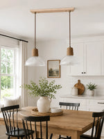 Cargar imagen en el visor de la Galería, Rustic Woven Rope Glass Pendant Light Collection