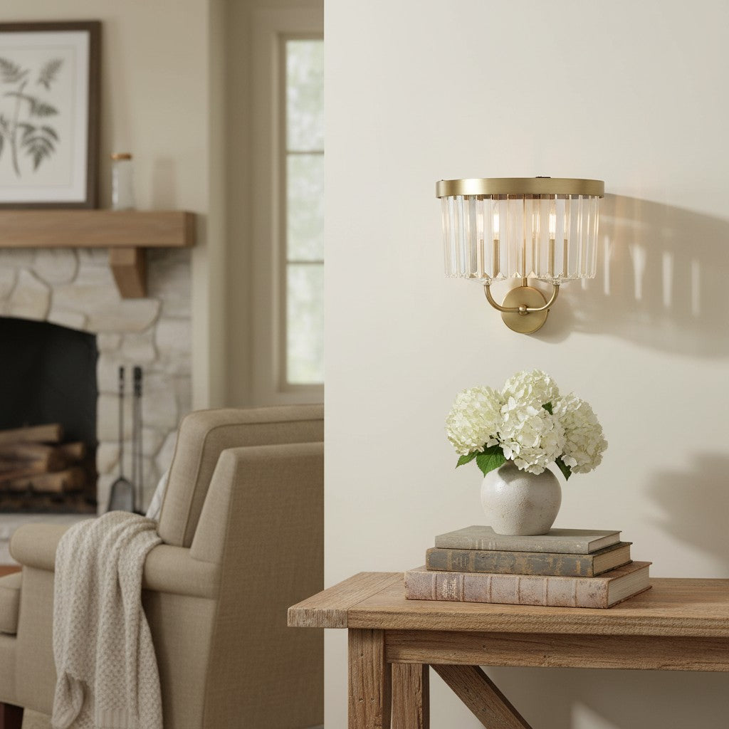 Beveline Facetgeslepen Heldere Glas Wandlamp - Klassieke metalen wandlamp voor hal en woonkamer