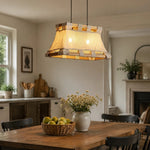 Charger l'image dans la visionneuse de la galerie, Wood and fabric pendant lamp in bright dining room