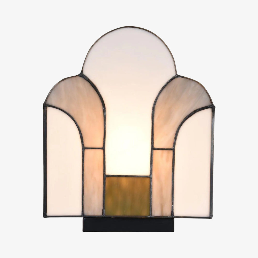 Lámpara de Mesa Art Deco de Vidrio Teñido Kelsar – Elegante Luz de Acento Interior para Sala de Estar o Entrada