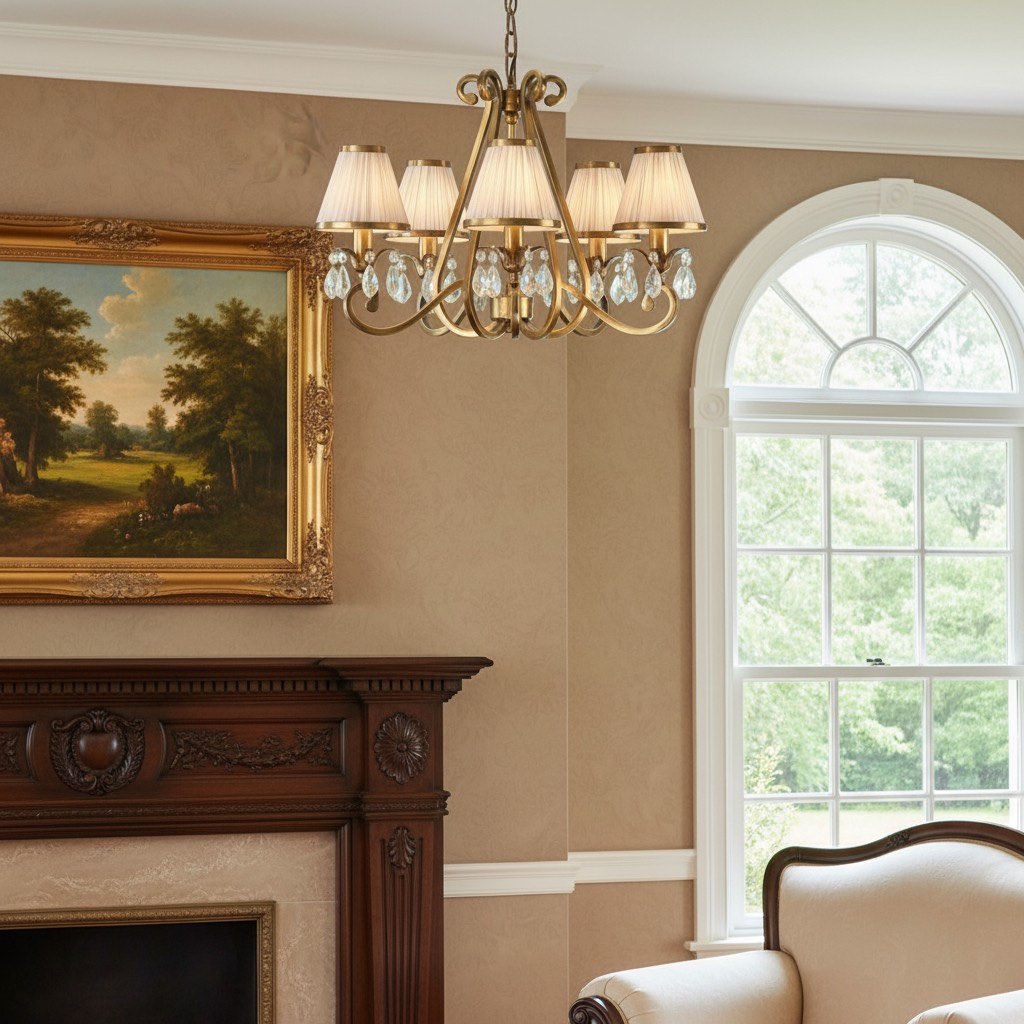 Talonis Mehrfach-Leuchten Stoff Kronleuchter - Elegante Metall gebogene Arme für Esszimmer und Wohnzimmer