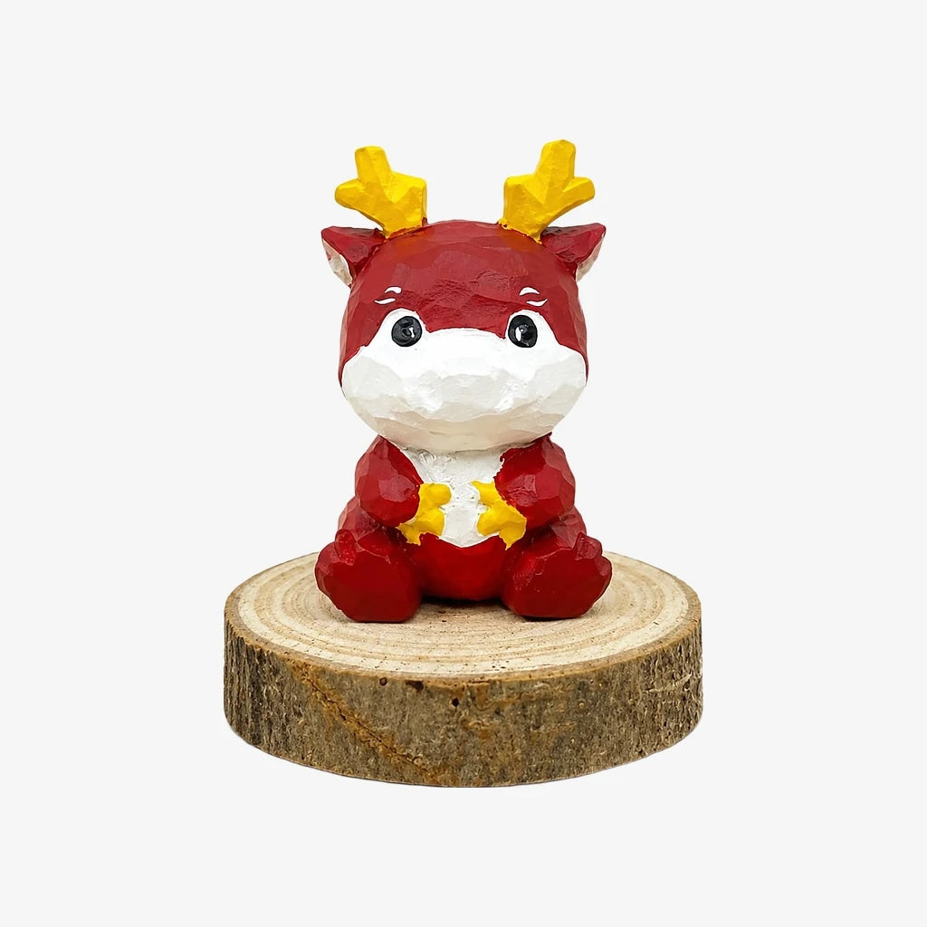 Hand-Carved Wooden Chinese Zodiac Animal Figurines