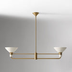 Load image into Gallery viewer, Calvor Linear 2 Light Chandelier - Porcelain Shades and Bronze Finish
