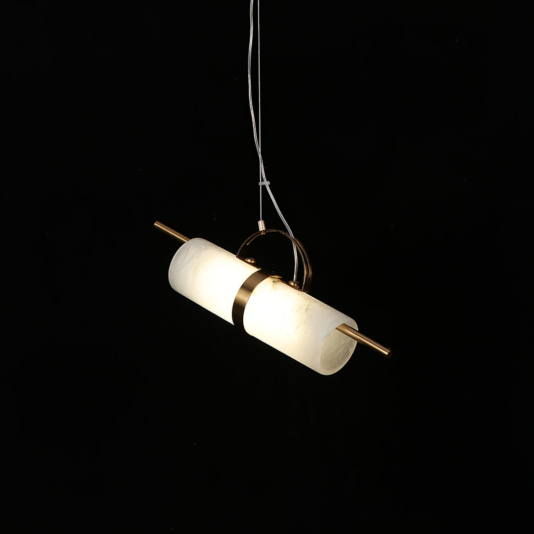 Mini zylindrische Alabaster-Pendelleuchte