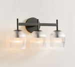 Load image into Gallery viewer, Bravira Ribbed Glass Sconce - Metal Wall Light with Clear Glass Shade
