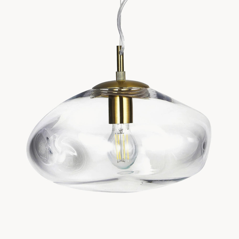 Suspension en verre courbé doux Glissora - Suspension en verre et métal pour salle à manger et îlot de cuisine