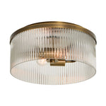 Load image into Gallery viewer, Bravira Flush Mount Ceiling Light - Ribbed &amp; Bubbled Glass Metal Light

