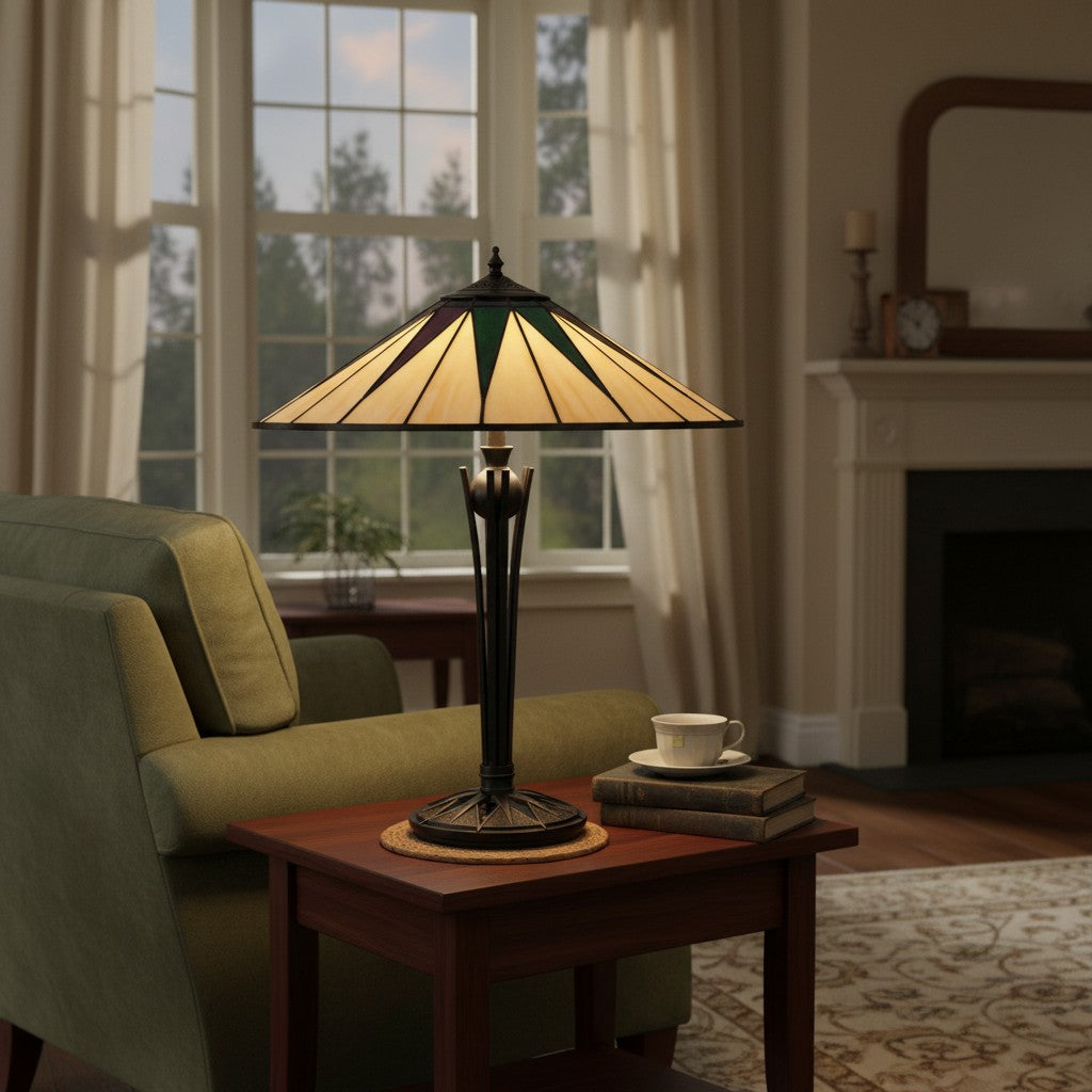 TF Dark Star Tiffany-stijl geometrische kap tafellamp voor slaapkamer en sfeerverlichting