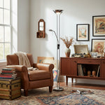 Load image into Gallery viewer, Linexis Art Deco Metal &amp; Opal Glass Floor Lamp – Dual-Light Design for Modern Interiors