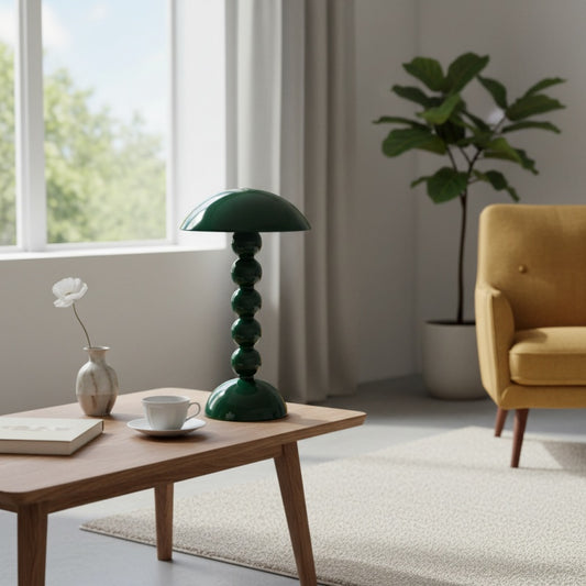 Lámpara de Mesa LED Modo – Base Apilada en Orbe con Pantalla en Forma de Hongo Perfecta para Sala o Dormitorio
