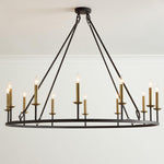 Load image into Gallery viewer, Rowan Modern Wagon Wheel Round Chandelier - Industrial Farmhouse Iron Lighting Fixture
