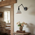 Load image into Gallery viewer, Conique Metal Vintage Industrial Swing Arm Wall Lamp - Adjustable Dome Shade for Study

