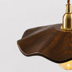 Carica l'immagine nella visualizzazione Galleria, dark wood lotus pendant light carved rim detail