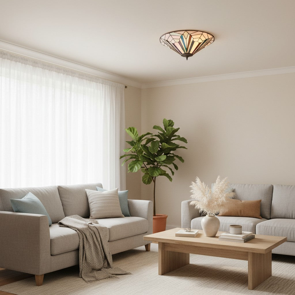 TF Astoria Moderne Deco Opbouw Plafondlamp met Gestructureerd Glas – Elegante Verlichtingsarmatuur voor Thuis