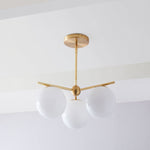 Load image into Gallery viewer, Alessora Brass Milk Glass Chandeliers- Great for Covered Outdoor Areas
