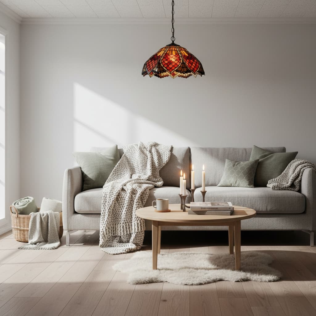 TF Orsino Vintage Art Deco Pendant Light - Textured Glass Lighting for Bedrooms & Halls