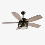 Carica l'immagine nella visualizzazione Galleria, Black B style reversible wood blade ceiling fan light