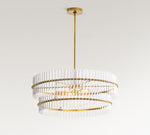 Load image into Gallery viewer, Lumora Crystal Pendant Light – Elegant Tumbled Brass &amp; Cut Glass
