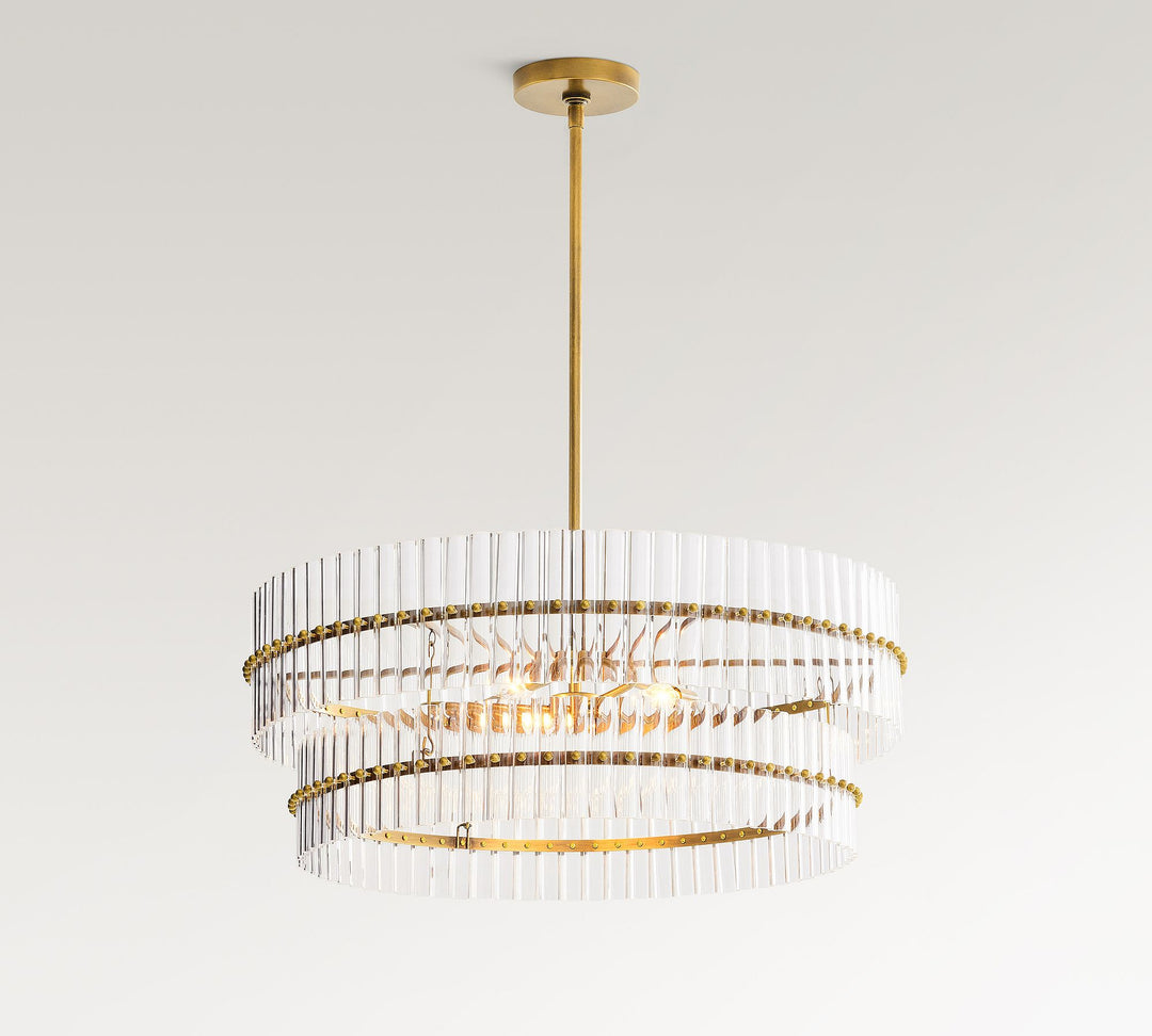 Lumora Crystal Pendant Light – Elegant Tumbled Brass & Cut Glass
