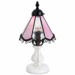 Cargar imagen en el visor de la Galería, Cherry blossom pink vintage stained glass table lamp on a white background