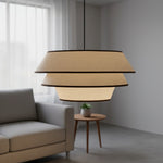 Carica immagine nel visualizzatore della Galleria, Lampada a sospensione Tarivon con struttura in acciaio e paralume in tessuto – Lampada moderna da soffitto per sale da pranzo