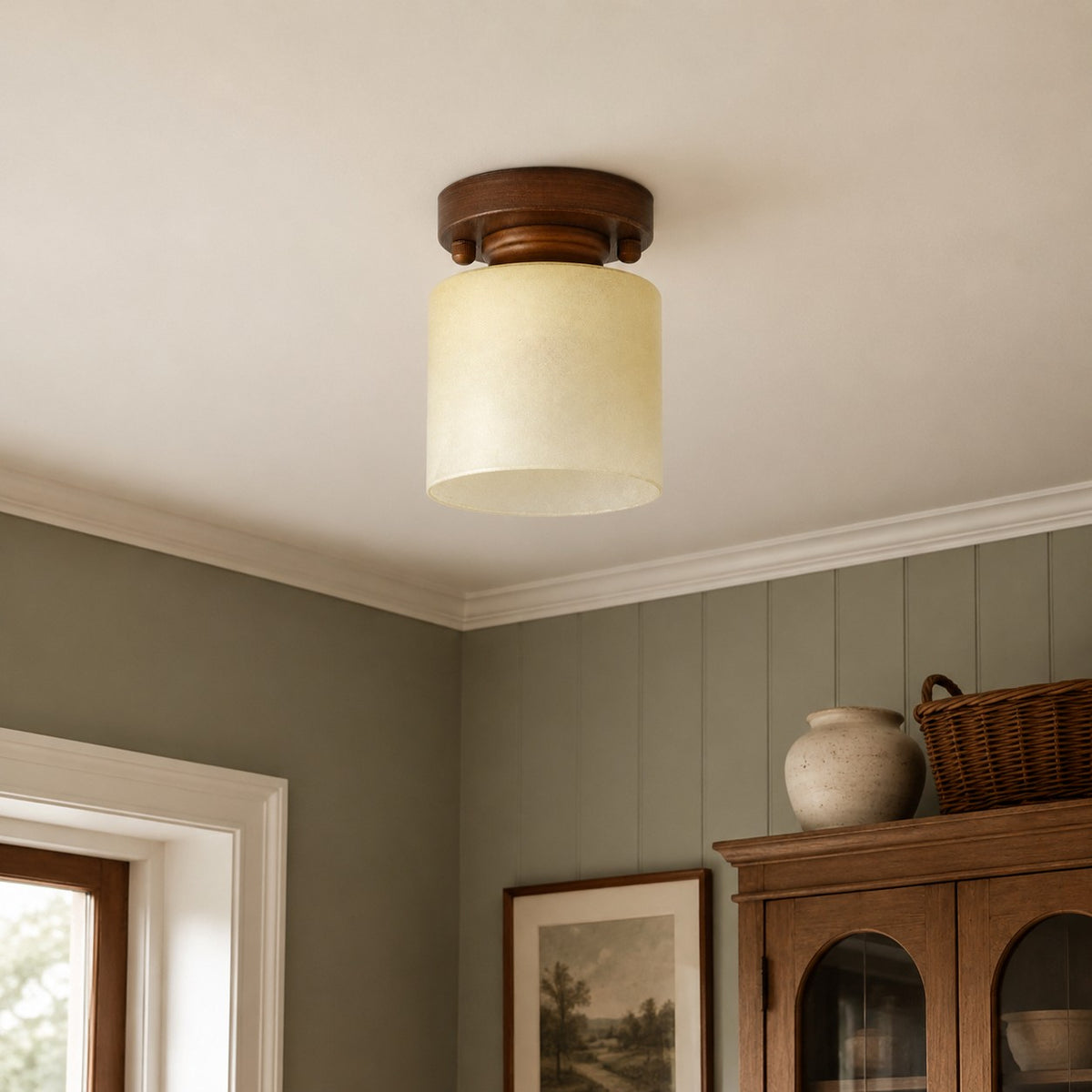 Gradient Yellow Glass Metal Flush Mount Ceiling Light