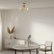 Lámpara de Techo Semiempotrada de Vidrio Reflectante Glissora – Diseño Escultural, Acabado Versátil para Pasillos y Comedor