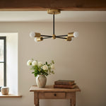 Load image into Gallery viewer, Mobilux Line Mid Century Gold Sputnik Chandelier - Geometric Brass Fixture
