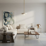 Afbeelding laden in galerijweergave, Kalo Moderne Hanglamp - Strak Metalen Stang en Schijf Bolglas Ontwerp