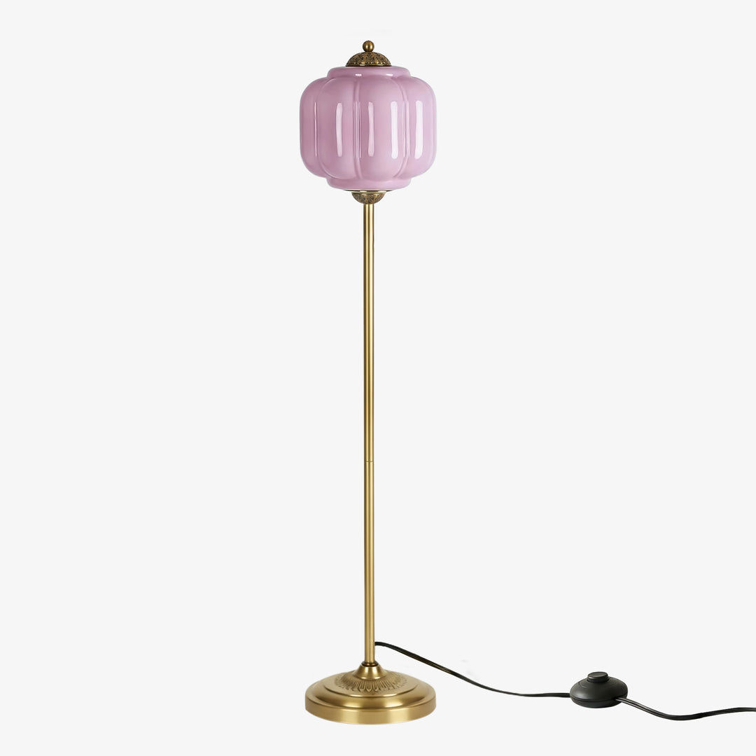 Eloise Strukturierte Glas-Kürbis-inspirierte Stehlampe - Organische Kunstfertigkeit und Retro-Stil für Wohnzimmer