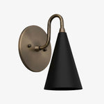 Load image into Gallery viewer, Curva Metal Cone Shade Sconce – Vintage Brass Wall Light for Entryway or Stairwell