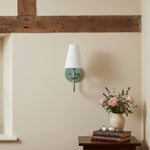 Load image into Gallery viewer, Curva Metal White Linen Sconce - Classic Brass Wall Light for Bedrooms
