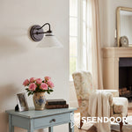 Load image into Gallery viewer, Aurenza Sconce – Farmhouse Wall Light with Metal Accents for Cozy Spaces

