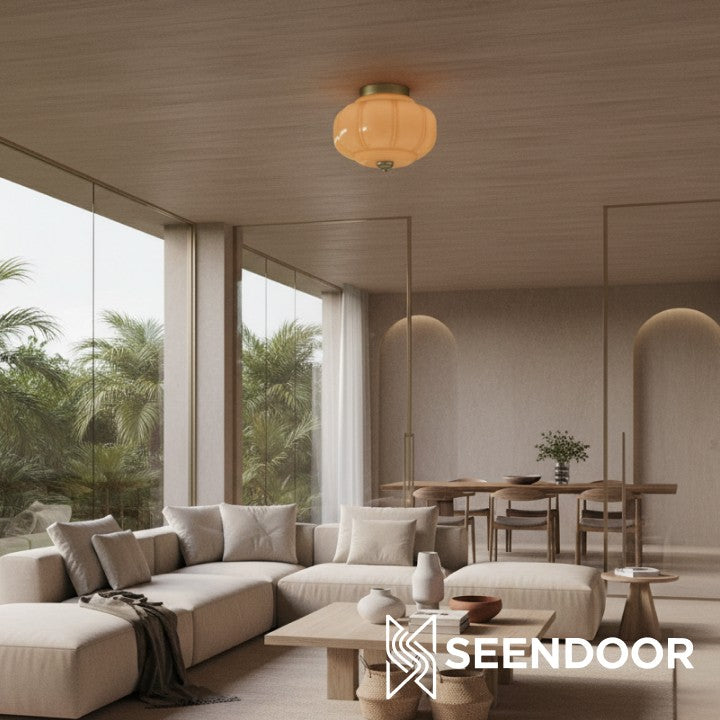 Vintage Eloise Milk Glass Flush Mount Ceiling Light - Vintage Charm Soft Glow