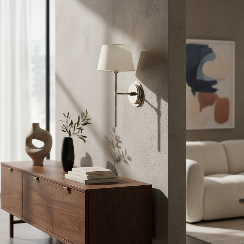 Cremaris metalen wandlamp met stoffen kap - tijdloze wandlamp voor binnenverlichting