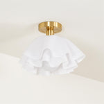 Load image into Gallery viewer, Lustra Pleated Acrylic Ceiling Light – Retro Brass Flush Mount for Dining Room and Bedroom