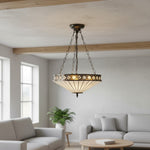 Charger l’image dans la visionneuse de la galerie, Suspension réglable TF Fargo avec abat-jour inversé inspiré du vitrail pour îlot et salle à manger