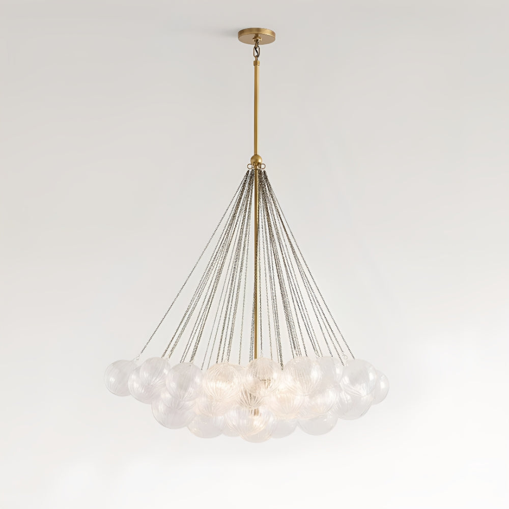 Bravira Glass Bubbled Chandelier - Vintage Brass Oval Glass Lighting