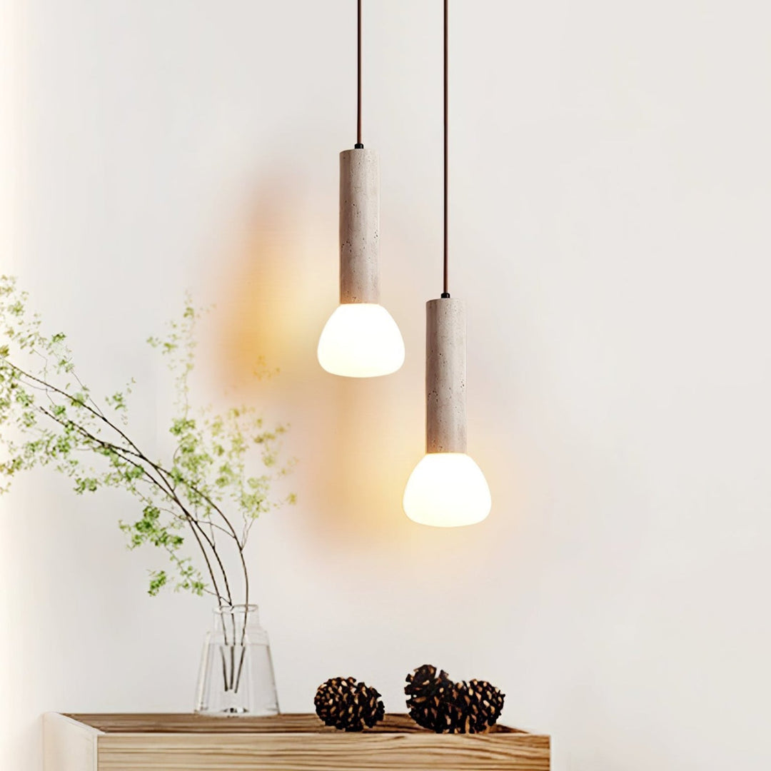 Lámpara colgante elegante de travertino crema