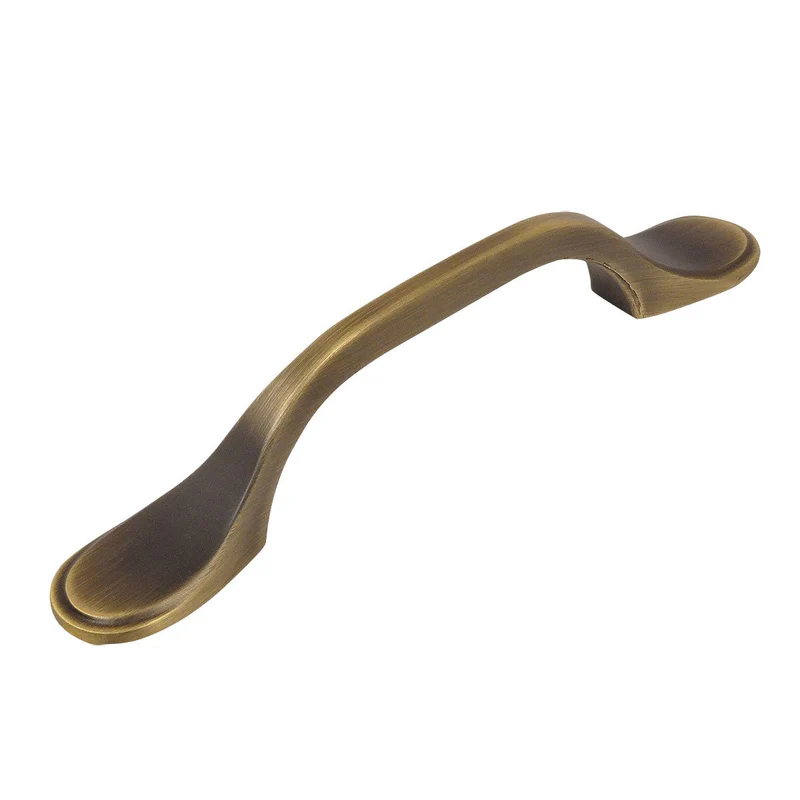 Cosmas 3" Antique Brass Cabinet Pull – Satin Brass Drawer Handle