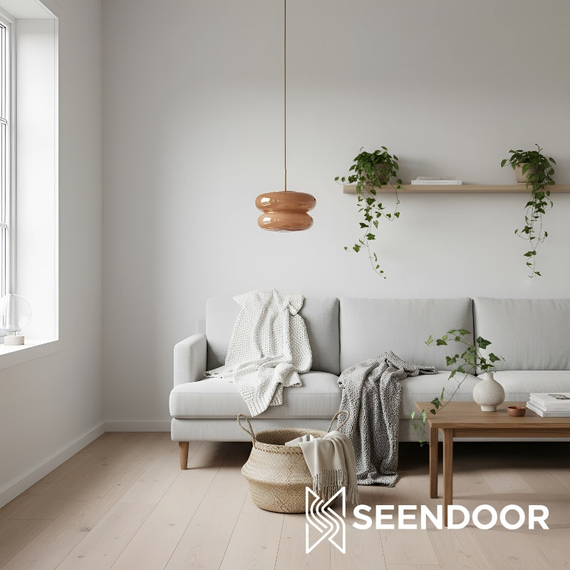 Opal Fluted Clear Glass Contemporary Pendant Lamp for Kitchen & Hallway