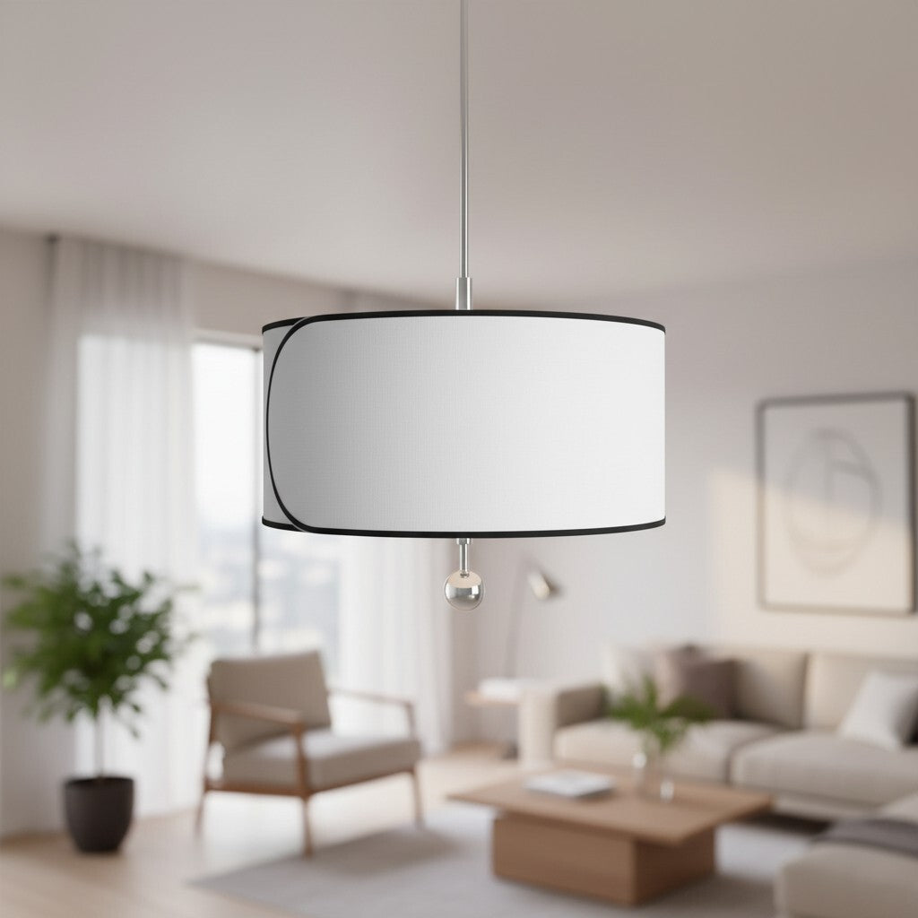 Roven 3-Light Drum Pendant Light – Modern Transitional Layered Fabric for Dining Room or Living Room