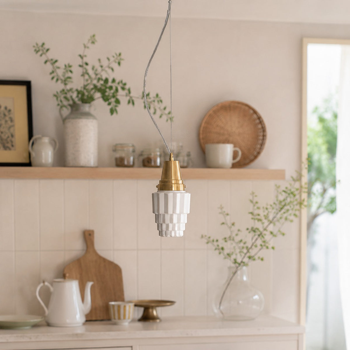 Modern Milk Glass Pendant Light for Dining Room