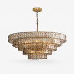 Afbeelding laden in galerijweergave, French vintage ripple glass chandelier with smoked glass