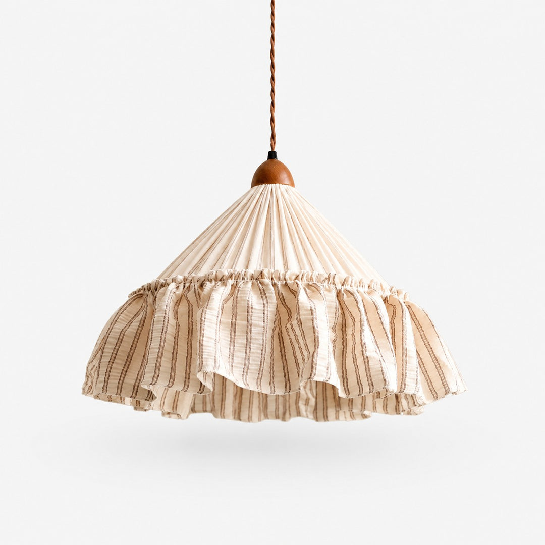 French Country Ruffled Fabric Pendant Light