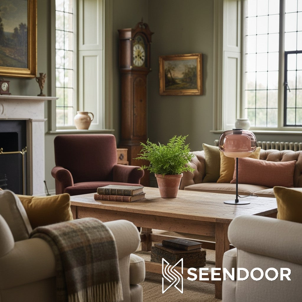 Clinco Colored Glass Table Lamp – Retro Mushroom Shade for Bedroom