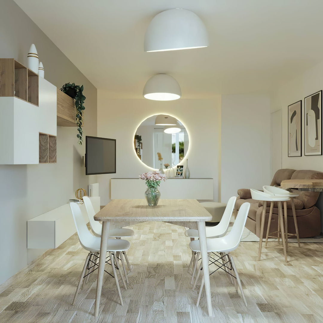 Lampe Plafonnier Duo – Luminaire Moderne en Bois Grain et Métal à Montage Affleurant pour Salon et Chambre